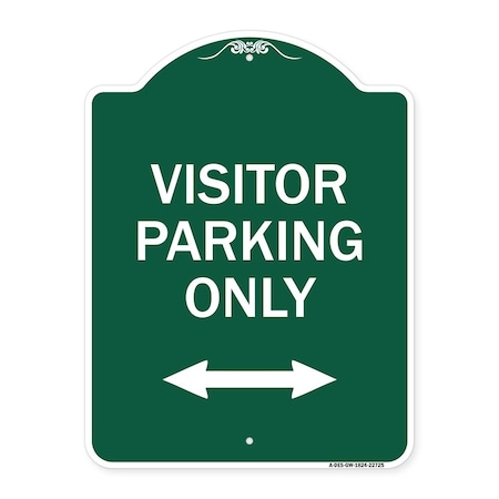 Signmission Visitor Parking Visitor Parking Only With Bidirectional Arrow, Green & White, A-DES-GW-1824-22725 A-DES-GW-1824-22725
